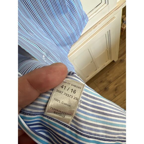 ETON size 41 large 16 mens striped button down shirt Contemporary fit - Picture 3 of 3